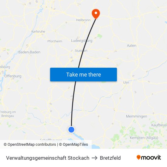 Verwaltungsgemeinschaft Stockach to Bretzfeld map