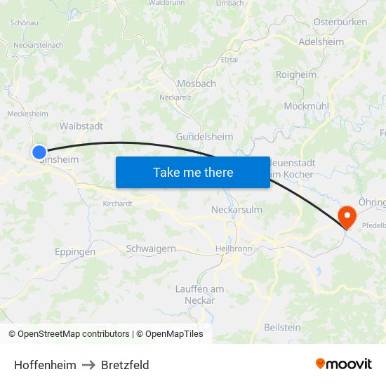 Hoffenheim to Bretzfeld map