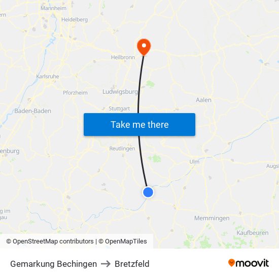 Gemarkung Bechingen to Bretzfeld map