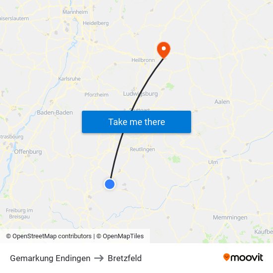 Gemarkung Endingen to Bretzfeld map