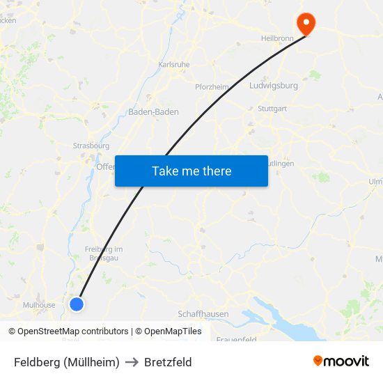 Feldberg (Müllheim) to Bretzfeld map