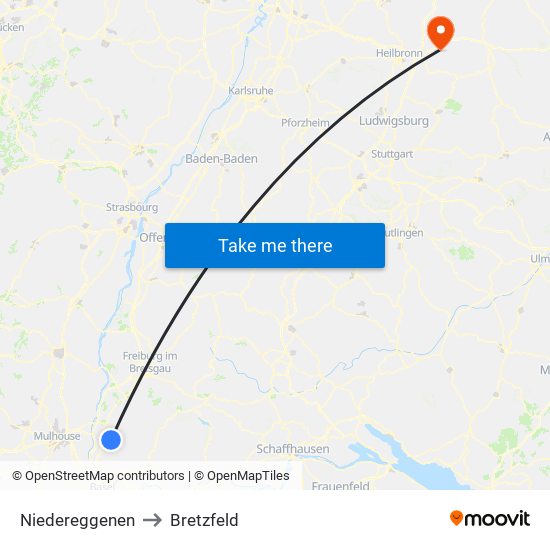 Niedereggenen to Bretzfeld map