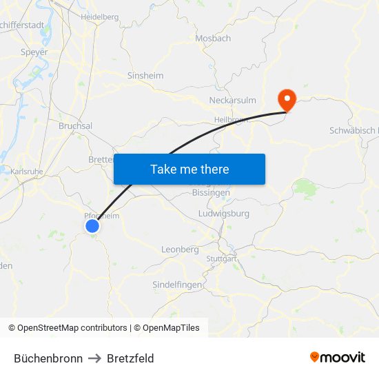 Büchenbronn to Bretzfeld map