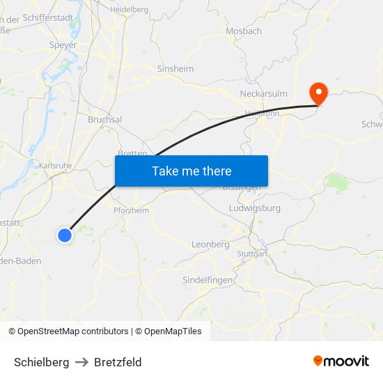 Schielberg to Bretzfeld map