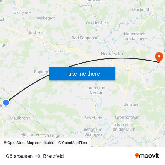 Gölshausen to Bretzfeld map