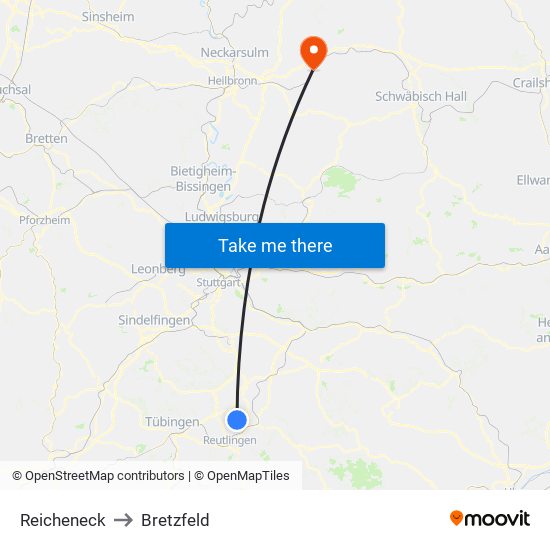 Reicheneck to Bretzfeld map