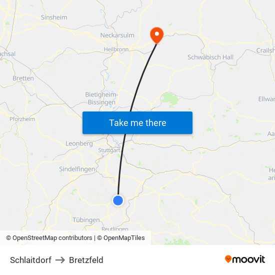 Schlaitdorf to Bretzfeld map