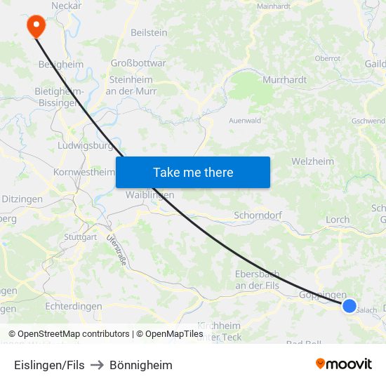 Eislingen/Fils to Bönnigheim map