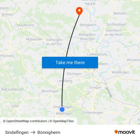 Sindelfingen to Bönnigheim map