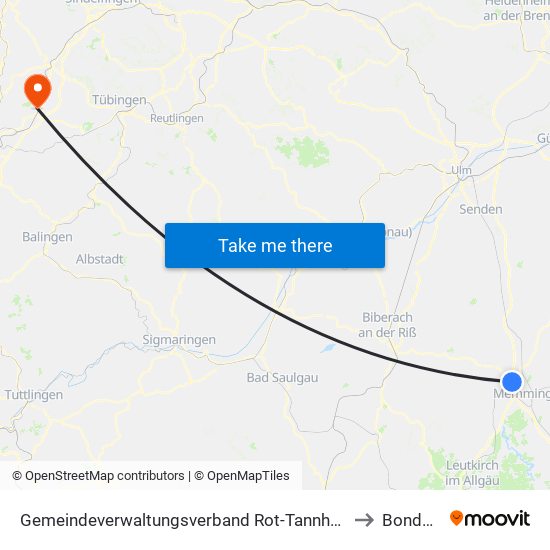 Gemeindeverwaltungsverband Rot-Tannheim to Bondorf map