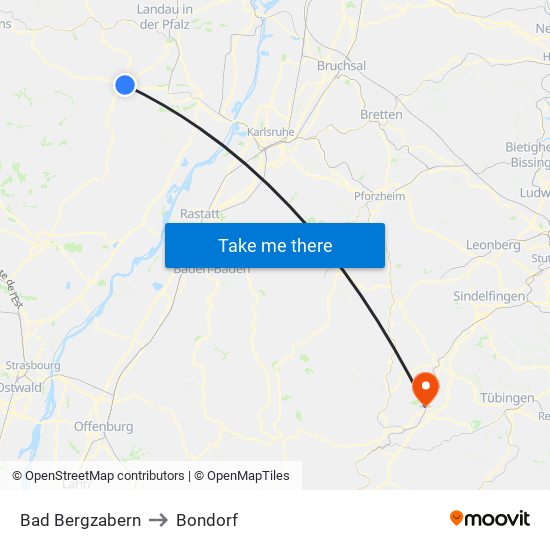 Bad Bergzabern to Bondorf map