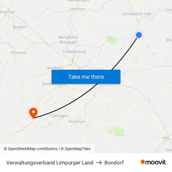 Verwaltungsverband Limpurger Land to Bondorf map