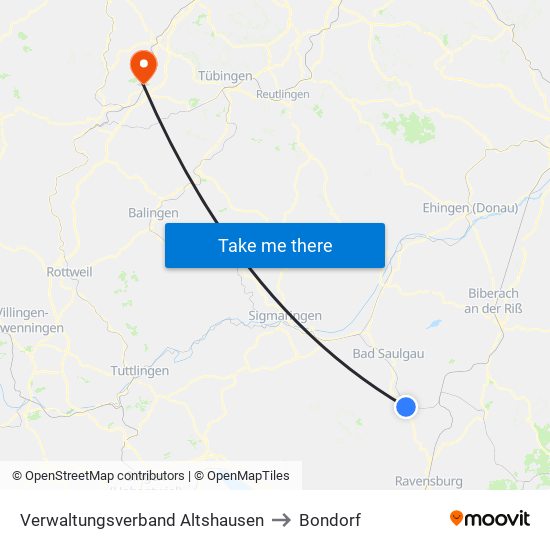 Verwaltungsverband Altshausen to Bondorf map