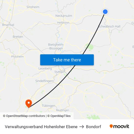 Verwaltungsverband Hohenloher Ebene to Bondorf map
