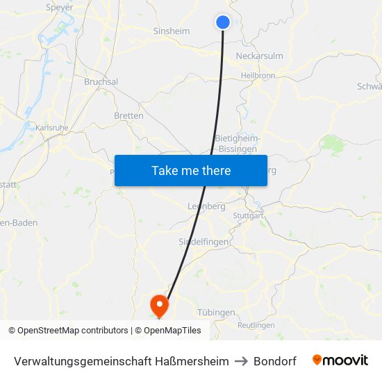 Verwaltungsgemeinschaft Haßmersheim to Bondorf map