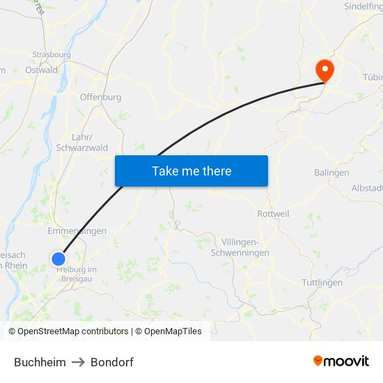 Buchheim to Bondorf map