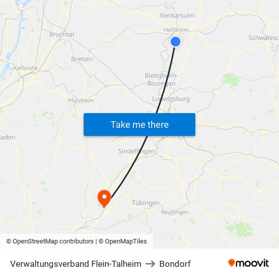 Verwaltungsverband Flein-Talheim to Bondorf map