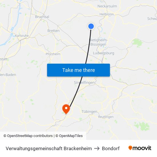 Verwaltungsgemeinschaft Brackenheim to Bondorf map