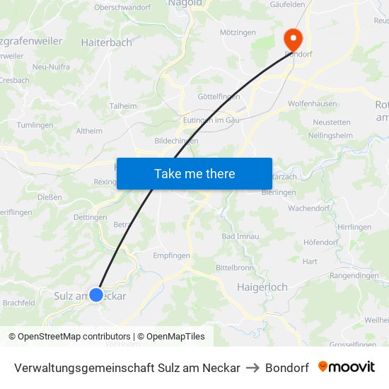 Verwaltungsgemeinschaft Sulz am Neckar to Bondorf map