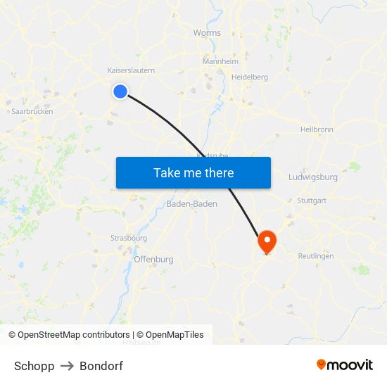 Schopp to Bondorf map