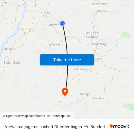 Verwaltungsgemeinschaft Oberderdingen to Bondorf map