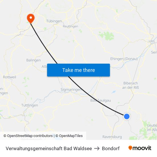 Verwaltungsgemeinschaft Bad Waldsee to Bondorf map