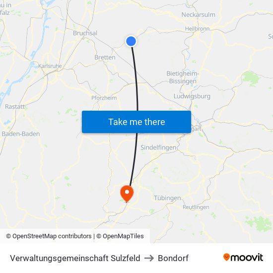 Verwaltungsgemeinschaft Sulzfeld to Bondorf map