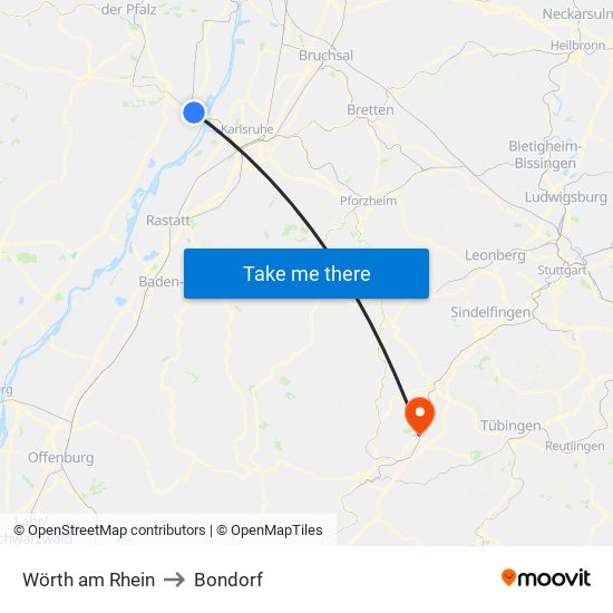 Wörth am Rhein to Bondorf map