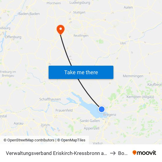 Verwaltungsverband Eriskirch-Kressbronn am Bodensee-Langenargen to Bondorf map