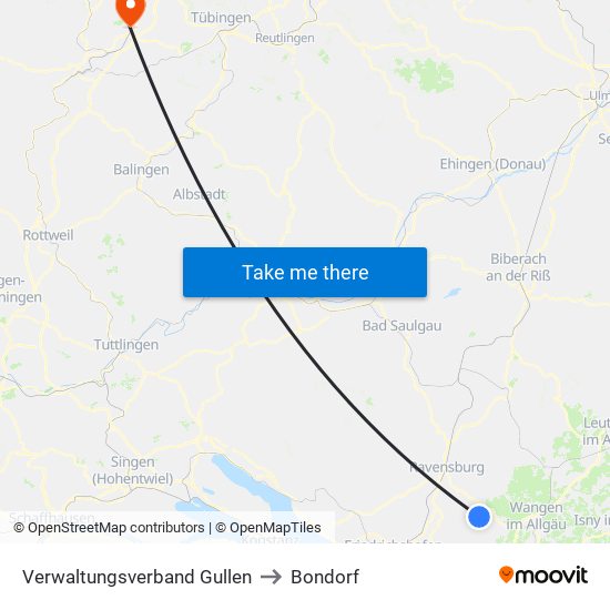 Verwaltungsverband Gullen to Bondorf map