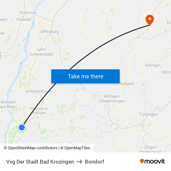 Vvg Der Stadt Bad Krozingen to Bondorf map