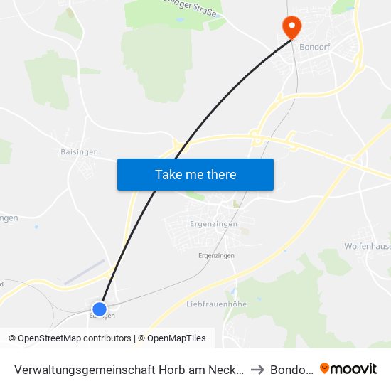 Verwaltungsgemeinschaft Horb am Neckar to Bondorf map