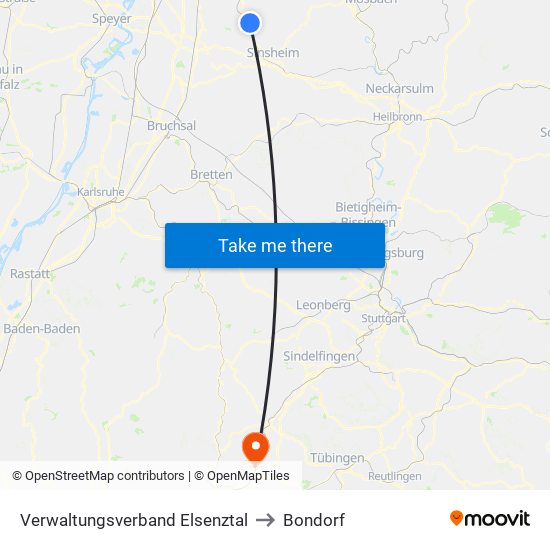 Verwaltungsverband Elsenztal to Bondorf map