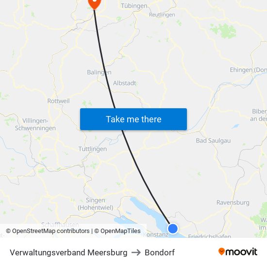 Verwaltungsverband Meersburg to Bondorf map