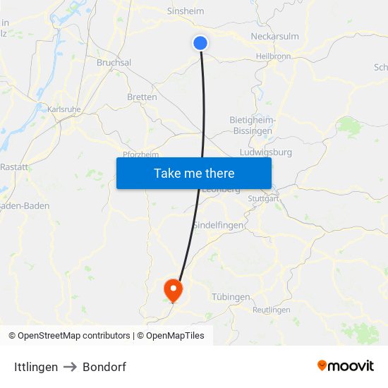 Ittlingen to Bondorf map