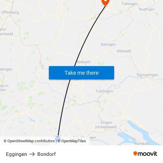 Eggingen to Bondorf map