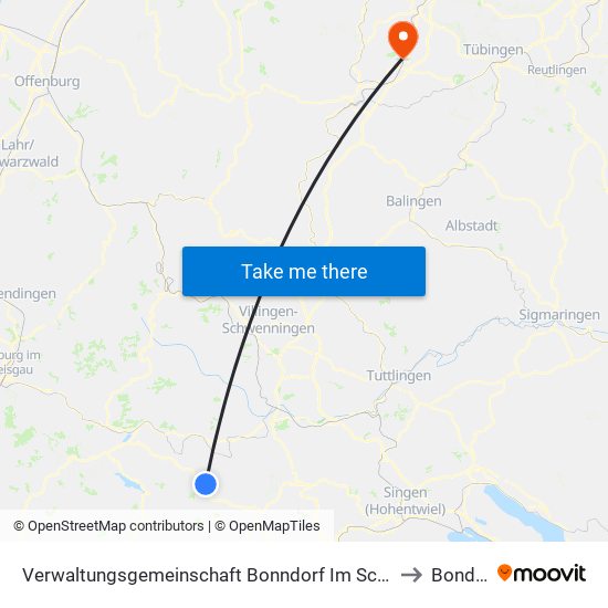 Verwaltungsgemeinschaft Bonndorf Im Schwarzwald to Bondorf map