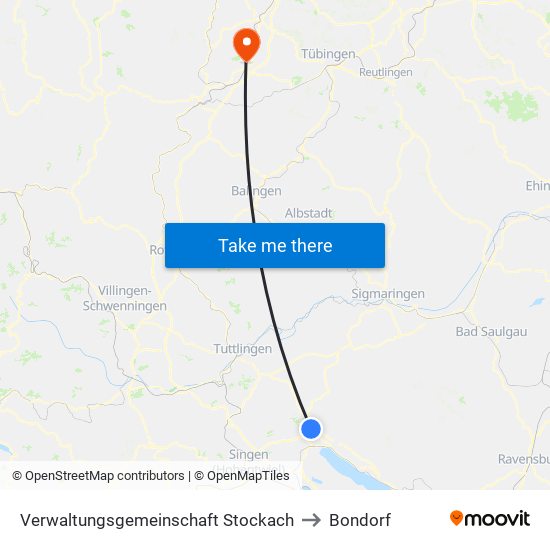 Verwaltungsgemeinschaft Stockach to Bondorf map