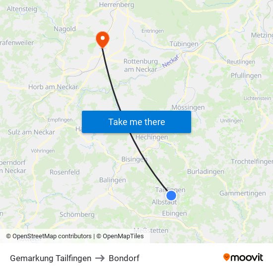 Gemarkung Tailfingen to Bondorf map
