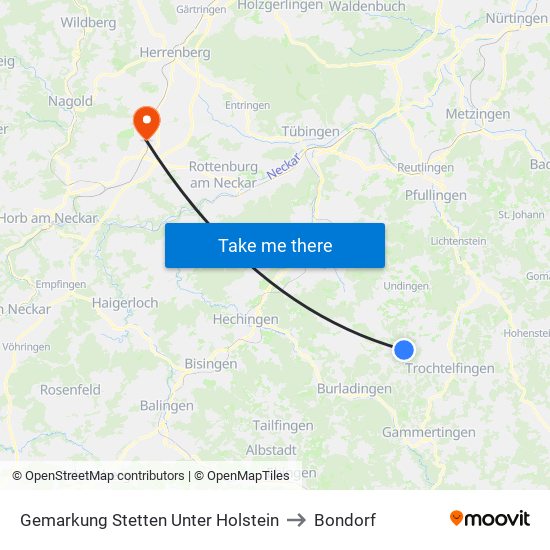 Gemarkung Stetten Unter Holstein to Bondorf map