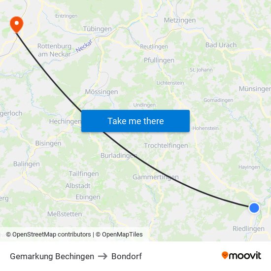 Gemarkung Bechingen to Bondorf map