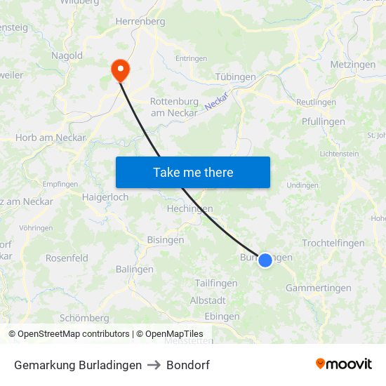 Gemarkung Burladingen to Bondorf map