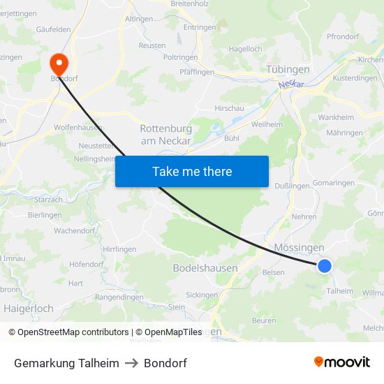 Gemarkung Talheim to Bondorf map