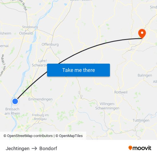 Jechtingen to Bondorf map