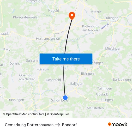 Gemarkung Dotternhausen to Bondorf map