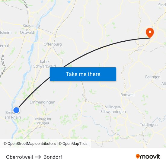 Oberrotweil to Bondorf map