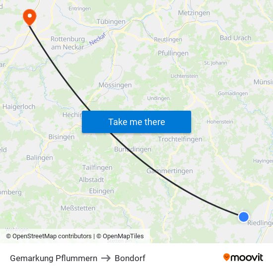 Gemarkung Pflummern to Bondorf map