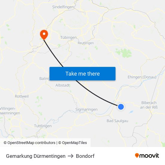 Gemarkung Dürmentingen to Bondorf map