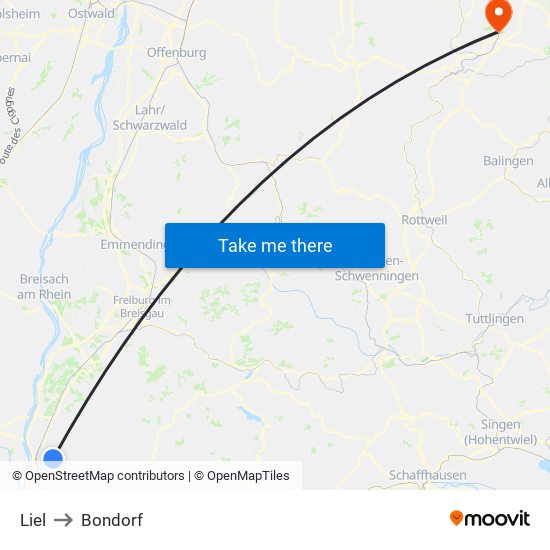 Liel to Bondorf map