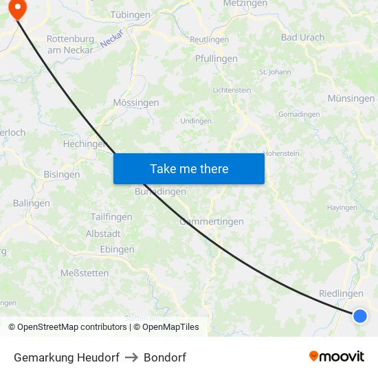 Gemarkung Heudorf to Bondorf map